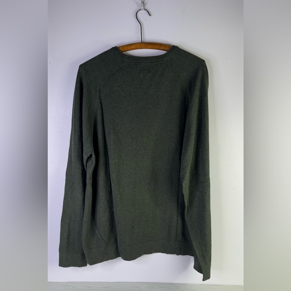 LL Bean Cotton Cashmere Thick Knit Forest Green Crew Neck Sweater Size XL - Picture 2 of 4